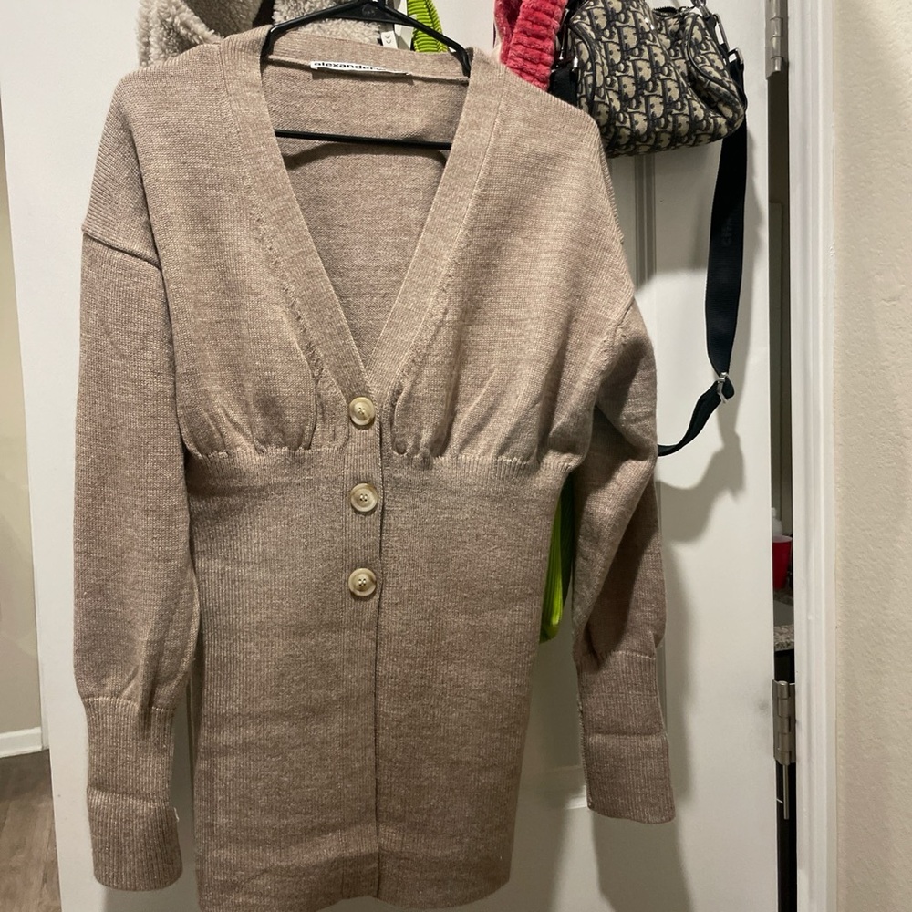 Alexander Wong smocked waist cardigan light oatmeal melange